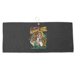 Gypsy Hippie Girl Smoke Weed Retro Large Microfiber Waffle Golf Towel