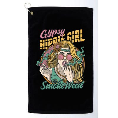 Gypsy Hippie Girl Smoke Weed Retro Platinum Collection Golf Towel