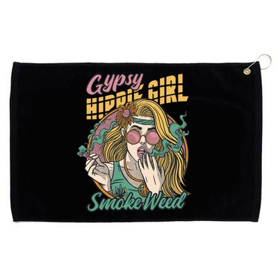 Gypsy Hippie Girl Smoke Weed Retro Grommeted Golf Towel