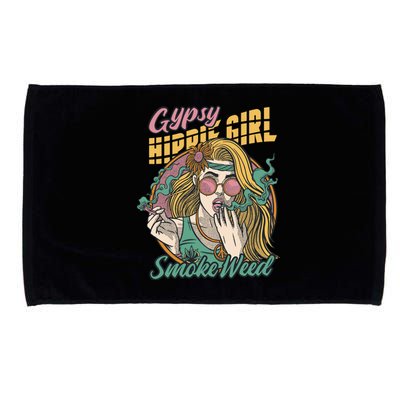 Gypsy Hippie Girl Smoke Weed Retro Microfiber Hand Towel