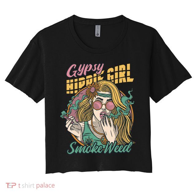 Gypsy Hippie Girl Smoke Weed Retro Crop Top