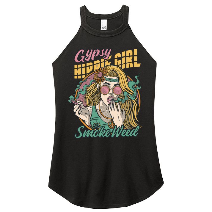 Gypsy Hippie Girl Smoke Weed Retro Women's Perfect Tri Rocker Tank