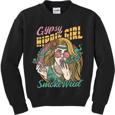 Gypsy Hippie Girl Smoke Weed Retro Kids Sweatshirt