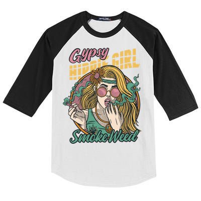 Gypsy Hippie Girl Smoke Weed Retro Kids Colorblock Raglan Jersey