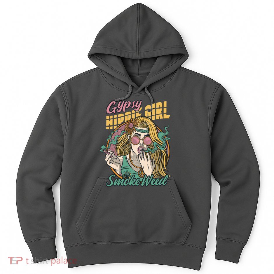 Gypsy Hippie Girl Smoke Weed Retro Hoodie