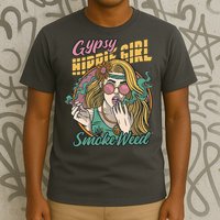 Gypsy Hippie Girl Smoke Weed Retro T-Shirt