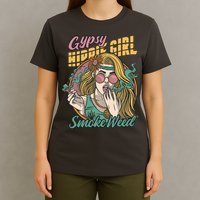 Gypsy Hippie Girl Smoke Weed Retro T-Shirt