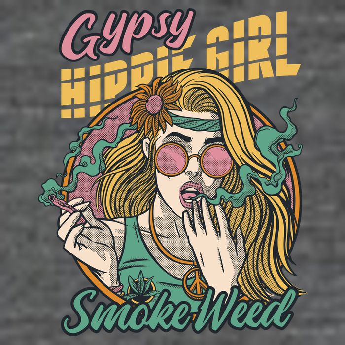Gypsy Hippie Girl Smoke Weed Retro Tall T-Shirt