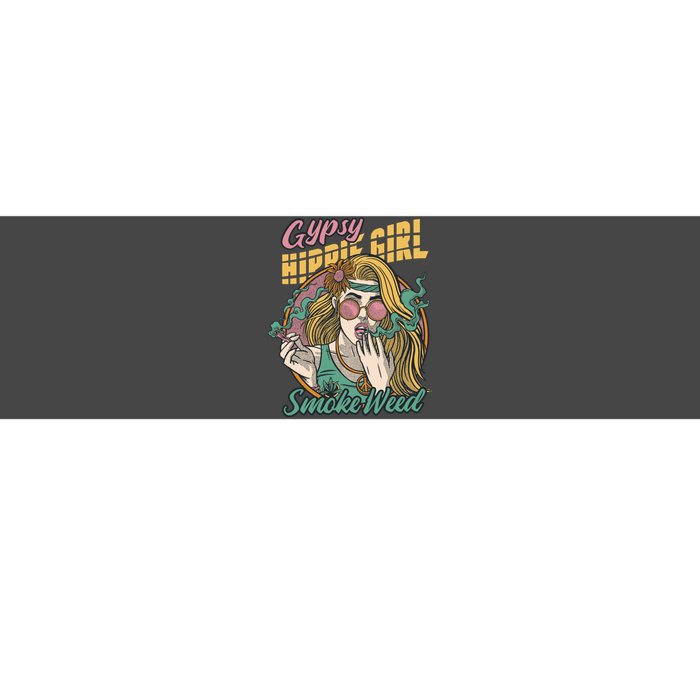 Gypsy Hippie Girl Smoke Weed Retro Bumper Sticker