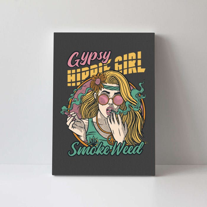 Gypsy Hippie Girl Smoke Weed Retro Canvas