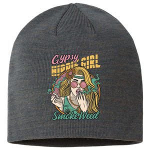 Gypsy Hippie Girl Smoke Weed Retro Sustainable Beanie