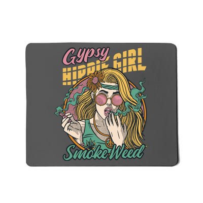 Gypsy Hippie Girl Smoke Weed Retro Mousepad