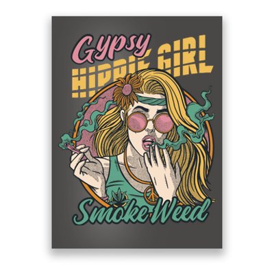 Gypsy Hippie Girl Smoke Weed Retro Poster