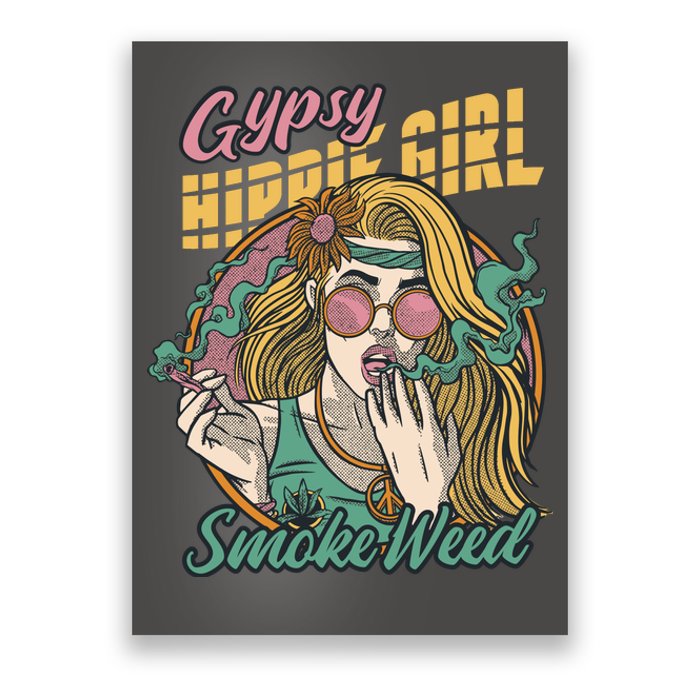 Gypsy Hippie Girl Smoke Weed Retro Poster