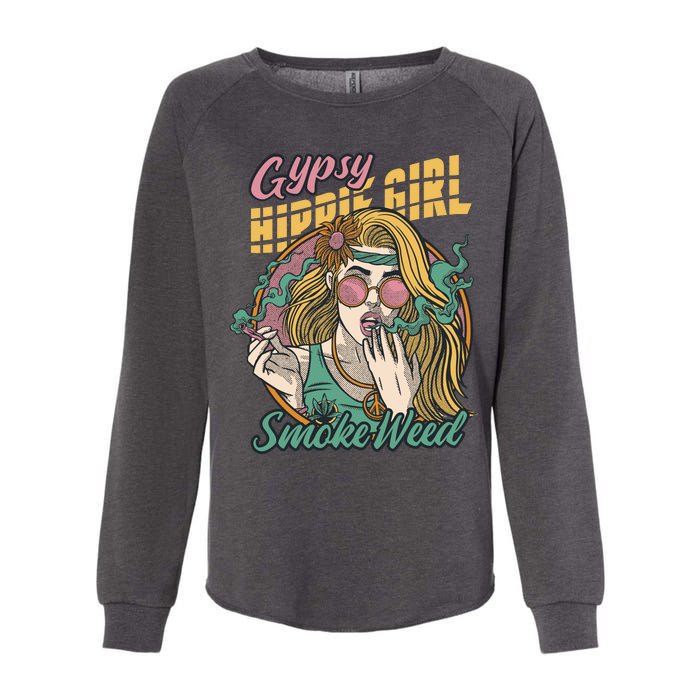 Gypsy Hippie Girl Smoke Weed Retro Womens California Wash Sweatshirt