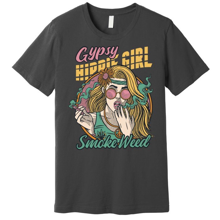 Gypsy Hippie Girl Smoke Weed Retro Premium T-Shirt