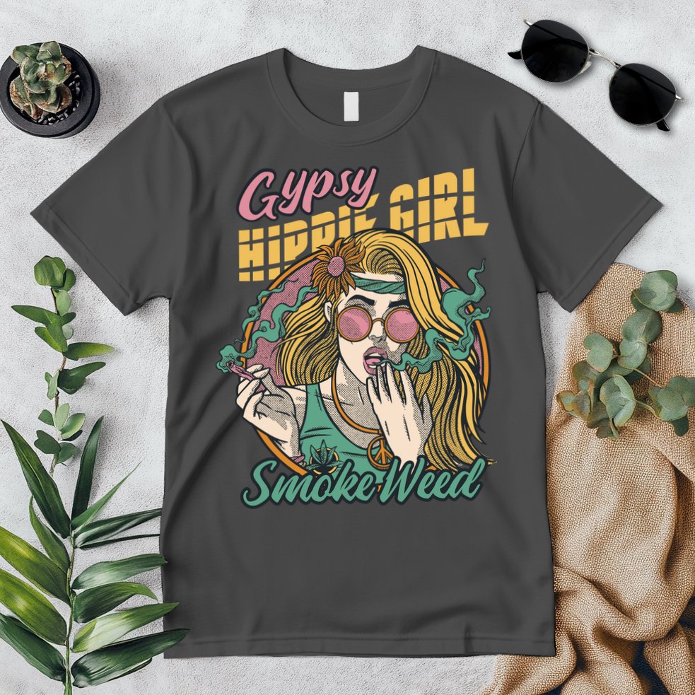 Gypsy Hippie Girl Smoke Weed Retro Premium T-Shirt