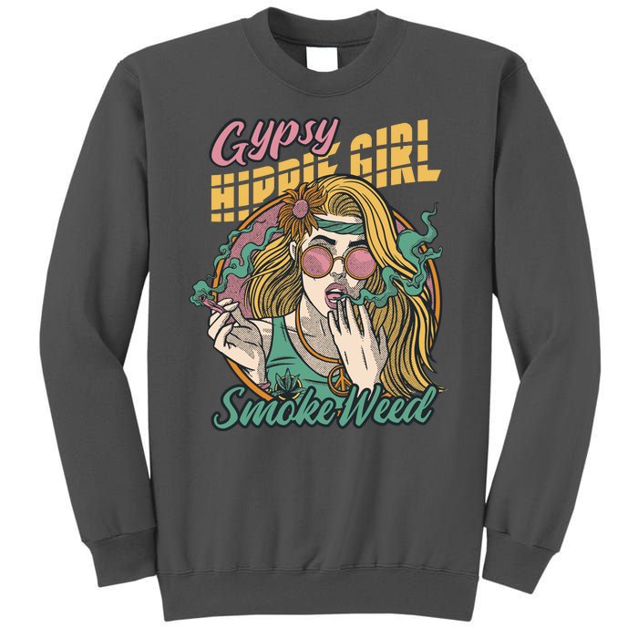 Gypsy Hippie Girl Smoke Weed Retro Tall Sweatshirt