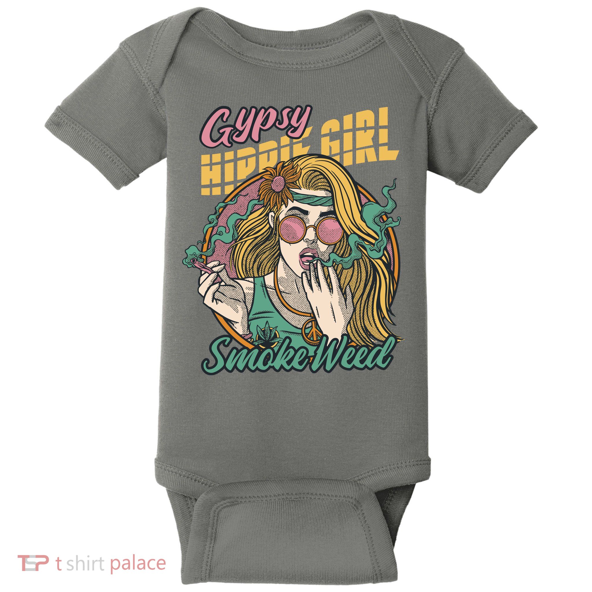 Gypsy Hippie Girl Smoke Weed Retro Baby Bodysuit