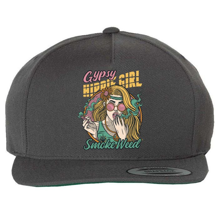 Gypsy Hippie Girl Smoke Weed Retro Wool Snapback Cap