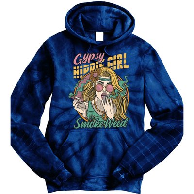 Gypsy Hippie Girl Smoke Weed Retro Tie Dye Hoodie