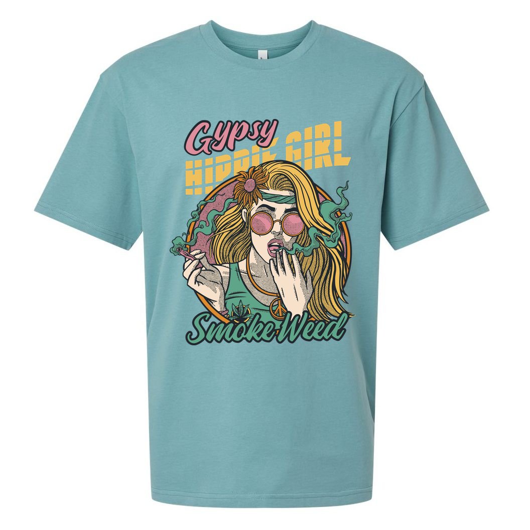 Gypsy Hippie Girl Smoke Weed Retro Sueded Cloud Jersey T-Shirt