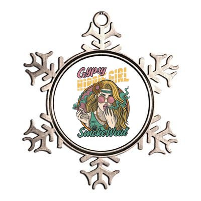 Gypsy Hippie Girl Smoke Weed Retro Metallic Star Ornament