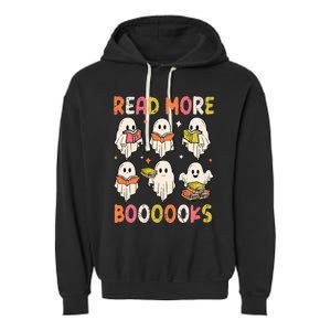 Groovy Halloween Ghost Read More Boooooks Librarian Teacher Garment-Dyed Fleece Hoodie