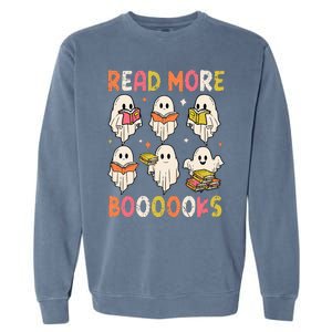 Groovy Halloween Ghost Read More Boooooks Librarian Teacher Garment-Dyed Sweatshirt