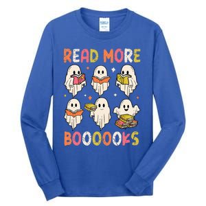 Groovy Halloween Ghost Read More Boooooks Librarian Teacher Tall Long Sleeve T-Shirt