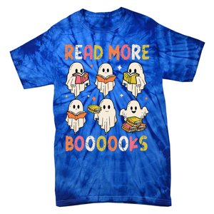 Groovy Halloween Ghost Read More Boooooks Librarian Teacher Tie-Dye T-Shirt