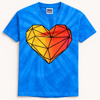 Geometric Heart Great Gift Valentine's Day Hearts Valentine's Day Great Gift Kids Tie-Dye T-Shirt