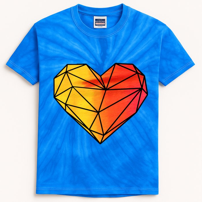 Geometric Heart Great Gift Valentine's Day Hearts Valentine's Day Great Gift Kids Tie-Dye T-Shirt