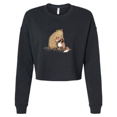 Grizzly Hugs Cropped Pullover Crew