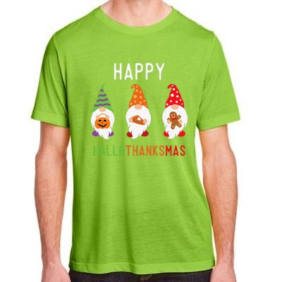 Gnomes Happy Hallothanksmas Halloween Thanksgiving Christmas Adult ChromaSoft Performance T-Shirt