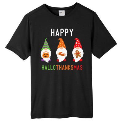 Gnomes Happy Hallothanksmas Halloween Thanksgiving Christmas Tall Fusion ChromaSoft Performance T-Shirt