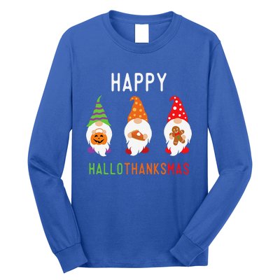 Gnomes Happy Hallothanksmas Halloween Thanksgiving Christmas Long Sleeve Shirt