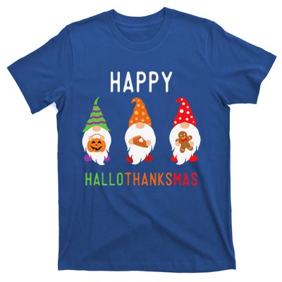 Gnomes Happy Hallothanksmas Halloween Thanksgiving Christmas T-Shirt