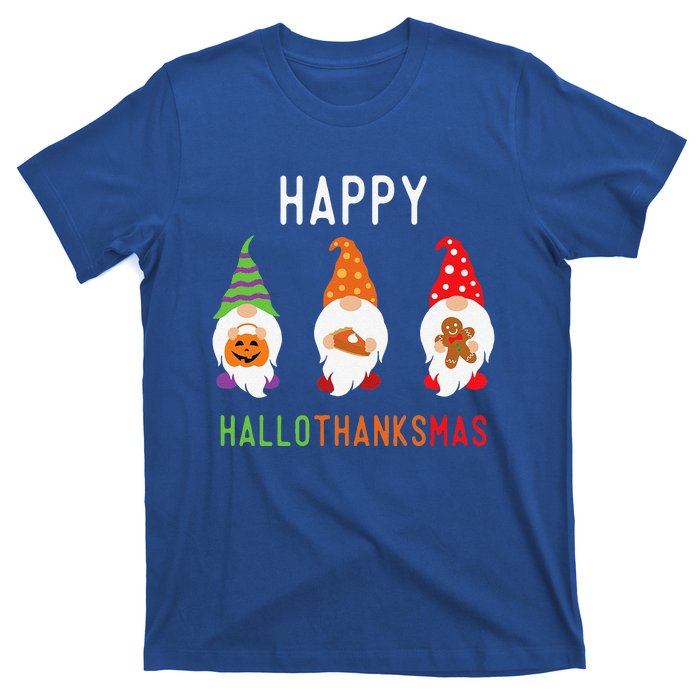 Gnomes Happy Hallothanksmas Halloween Thanksgiving Christmas T-Shirt