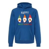 Gnomes Happy Hallothanksmas Halloween Thanksgiving Christmas Premium Hoodie