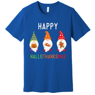 Gnomes Happy Hallothanksmas Halloween Thanksgiving Christmas Premium T-Shirt