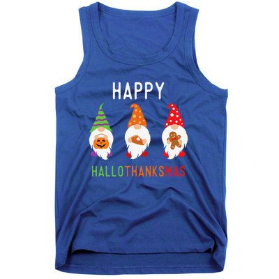 Gnomes Happy Hallothanksmas Halloween Thanksgiving Christmas Tank Top