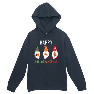 Gnomes Happy Hallothanksmas Halloween Thanksgiving Christmas Urban Pullover Hoodie