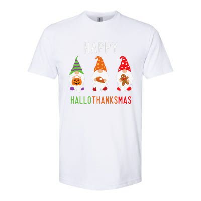 Gnomes Happy Hallothanksmas Halloween Thanksgiving Christmas Softstyle CVC T-Shirt