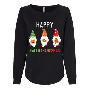 Gnomes Happy Hallothanksmas Halloween Thanksgiving Christmas Womens California Wash Sweatshirt