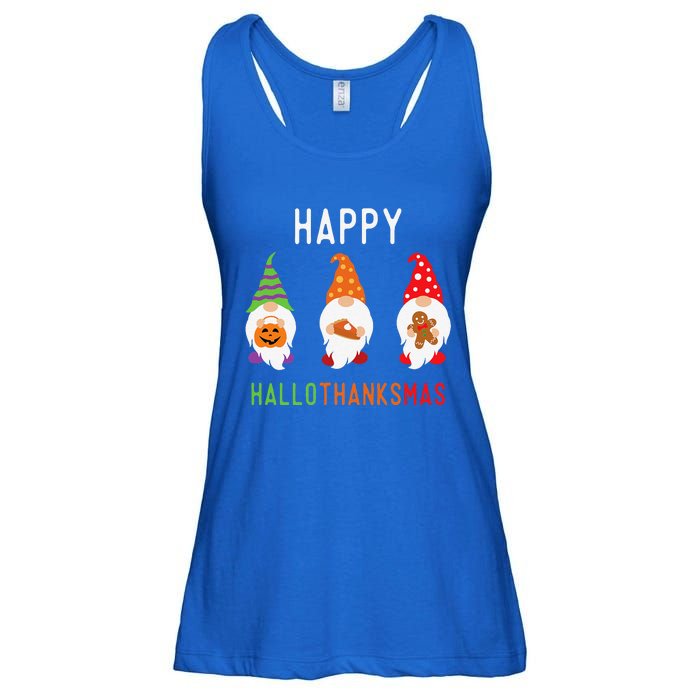 Gnomes Happy Hallothanksmas Halloween Thanksgiving Christmas Ladies Essential Flowy Tank