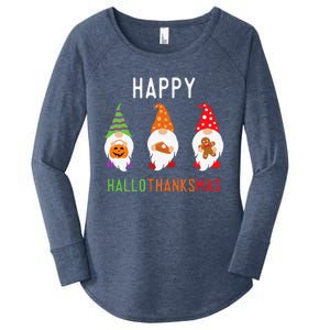 Gnomes Happy Hallothanksmas Halloween Thanksgiving Christmas Women's Perfect Tri Tunic Long Sleeve Shirt