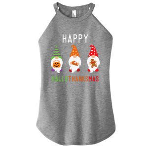 Gnomes Happy Hallothanksmas Halloween Thanksgiving Christmas Women's Perfect Tri Rocker Tank