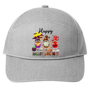 Gnomes Happy Hallothanksmas Halloween Thanksgiving Christmas Gift 7-Panel Snapback Hat