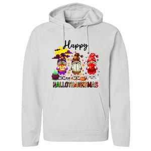 Gnomes Happy Hallothanksmas Halloween Thanksgiving Christmas Gift Performance Fleece Hoodie